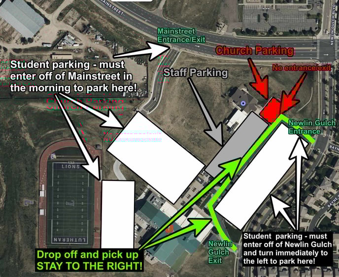 LuHi drop off pick up parking map 2025